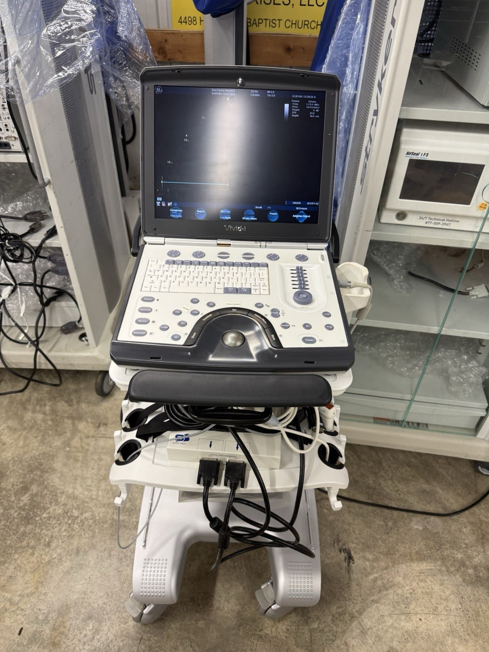 GE Vivid i H45031YW Portable Ultrasound System w/ Probe/Transducer & Cart