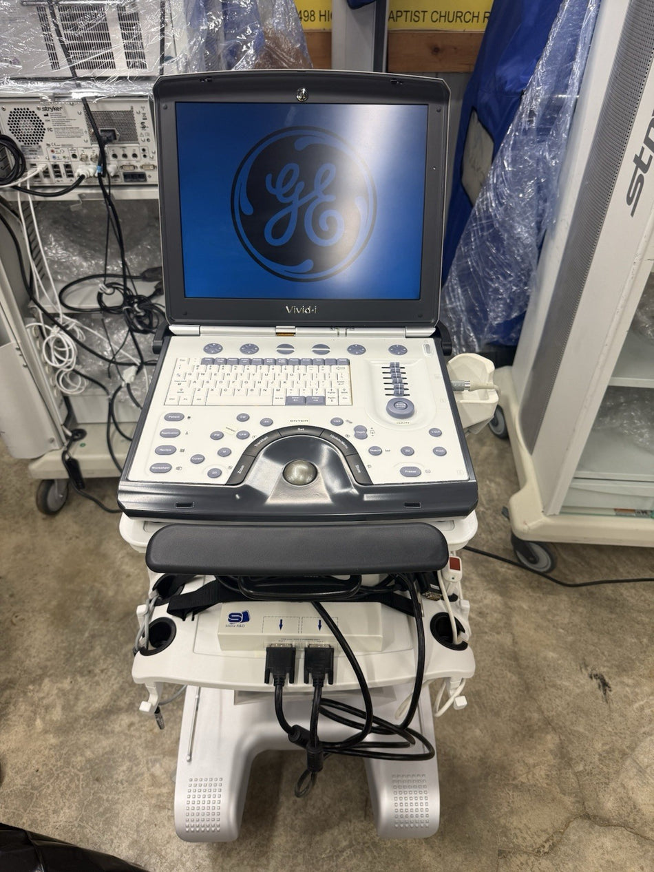 GE Vivid i H45031YW Portable Ultrasound System w/ Probe/Transducer & Cart
